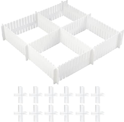 MytaYt 8 Stück Schubladeneinteiler Weiß Verstellbare Schubladen Organisers Separatoren Kunststoff Schubladentrenner Verstellbar für Schrank, Unterwäsche, Socken, DIY-Schreibtisch-Organize(32 * 7cm)