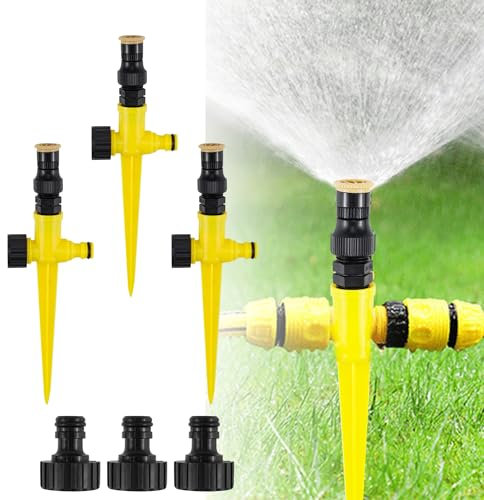 Queryifv 3 Stück Rasensprenger, 360° Drehbarer Bewässerungssystem Garten, Multifunktion Garten Sprinkler, Wassersprenger Einstellbar für Garten, Rasen, Pflanzen