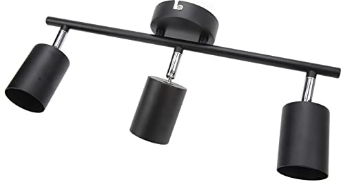 Spacnana LED-Schienenbeleuchtungsset mit 3 Leuchten, 15,9-Zoll-Arm, um 90 Grad drehbarer Lichtkopf, Mattschwarz, für GU10-Glühbirne 85 V