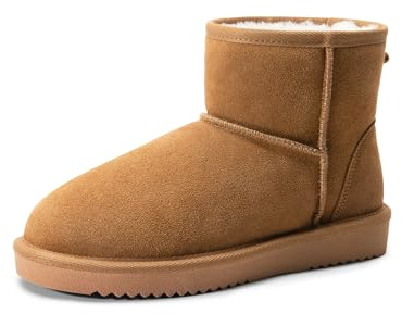 DREAM PAIRS Bottes Femme Hiver Chaudes en Daim Véritable Confortables Antidérapantes avec Semelle Mémoire et Doublure en Fausse Fourrure pour Ville et Quotidien,Size 43,Chestnut,SDSB2432W