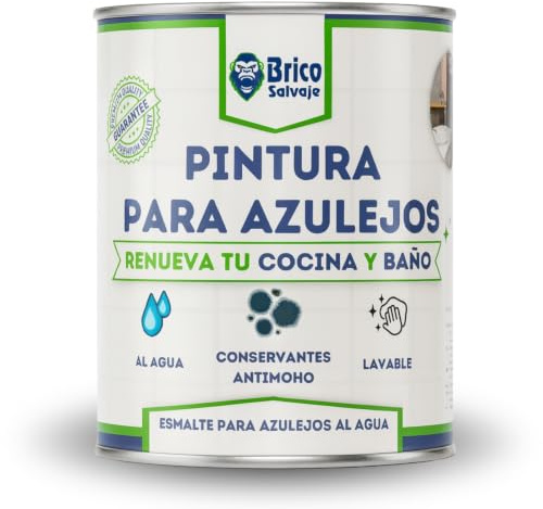 BRICOSALVAJE Vernice lucida per piastrelle da cucina e bagno a base d'acqua | Senza primer | Lavabile | Grande durezza (Bianco Alpino, 4L)