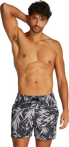 Calvin KLEIN Boardshorts für Herren, Schwarz (Ck Palm Black Tex AOP), S