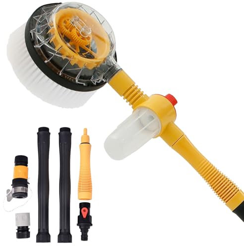 XNKLPY Automatisch Rotierende Waschbürste 360° Rotierende Autowaschbürste mit Stiel mit Seife Reservoir Hochdruck Wasserpistolen Auto Waschbürsten Set zum Waschen Autos Wänden Fenstern