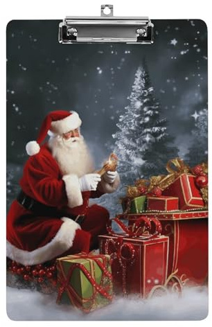 Porte-bloc en acrylique, porte-bloc mural avec impression « Merry Christmas Santa's Gift » - Format A4