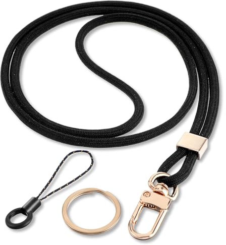 AOZUO Schlüsselband Schwarz, Schlüssel Band mit Metall Schlüsselanhänger Umhängeband Schlüssel Abreißbares Umhängeband für Ausweishalter Schlüsselanhänger Kamera Geldbörse