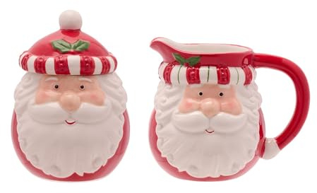 The Seasonal Gift Co – Set mit 2 Zuckerdosen und Milchkännchen, glasierte Keramik, skurriles und Haushaltswaren, perfekt für warme Getränke, Tee, Kaffee und Feiertagsfeiern.