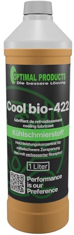 Optimal Products Cool Bio-422 Lubrifiant de refroidissement haute performance miscible à l'eau avec une bonne protection contre la corrosion, huile de forage, huile de coupe pour métal 1 l