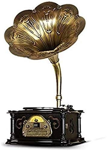 JFNHUTL Tocadiscos, versión gramófono, Estilo Retro Vintage, Reproductor de gramófono USB, Radio FM, Control Remoto, Altavoces HiFi, fonógrafo
