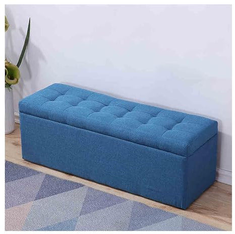 Gepolsterte Polsterbank mit Stauraum, für Schlafzimmer, Wohnzimmer, Eingangsbereich, rechteckige Schuh-Wickelbank mit Sitzende der Bettbank, 50 x 40 x 40 cm, Blau