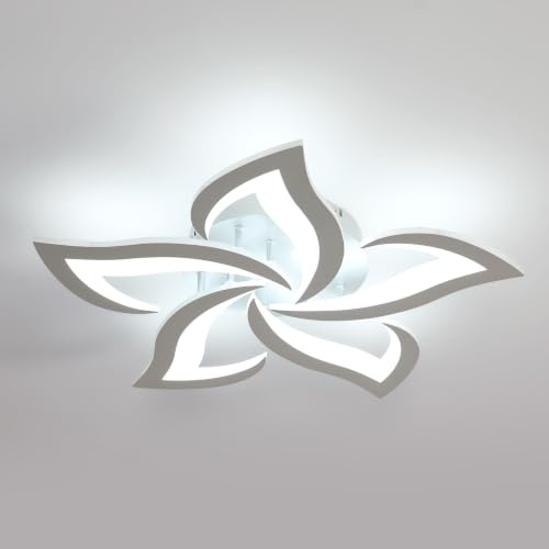 SENIQU Deckenlampe LED Deckenleuchte Wohnzimmer, 60W Schlafzimmerlampe | Modern Design, Silber LED Lampe Deckenbeleuchtung für Schlafzimmer Esszimmer, Büro, Kinderzimmer, 6500K Kaltweiß