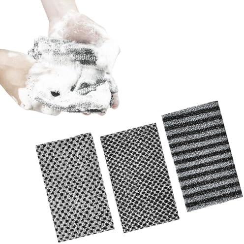 3 Stück Extra langer Peeling-Waschlappen, Rückenschrubber Rückenbürste für Dusche Bad, Tiefenreinigend Peelinghandschuh, Japanischer Exfoliating Waschlappen Set für Männer Frauen