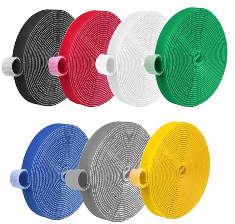 HAXIHA Colorate Fascette Fermacavi 7 Rotoli,Fascette cavi Regolabili Lunghezza,30mmx2M Cinghie Fermacavi,Riutili Zzabile,per Organizzare cavi,Home,Ufficio,Cucire e DIY Artigianato