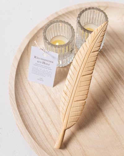 Räucherfeder aus Holz | Holzfeder als Räucherhilfe für Palo Santo, Smudges oder Weihrauch | energetische Reinigung, Räucherritual, Räucherzeremonie| vegan