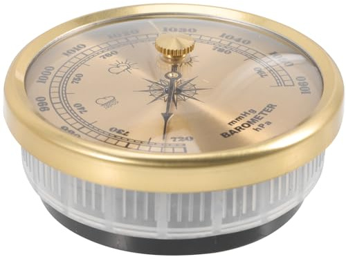 Aneroidbarometer für Innenbereich mit Messbereich 960-1060hpa | mit Messing Schraube Hinten, Metall und Kunststoff, Kalibrierbar und Einstellbar, für Garage Wohnzimmer