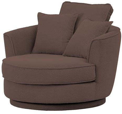 Furn.Design Drehsessel in braun Web-Velours, XL Sessel 360° drehbar inklusive 3 x Kissen, Comfy