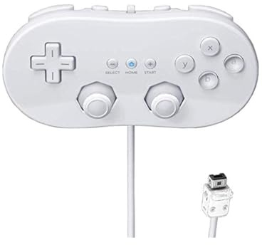 Straße Game Manette Classic Pro Blanche pour Nintendo Wii/Wii U – Style Rétro – Compatible Jeux Console Virtuelle et WiiWare – Câble 1,20 m