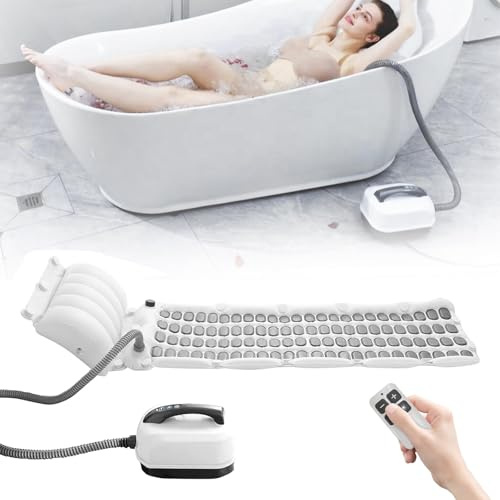 Tappetino per Vasca Idromassaggio, Spa Gonfiabile Idromassaggio 6 Livelli di Intensità Tappetino per Vasca con 114 Getti e Cuscino Accessorio per Bagno Idromassaggio