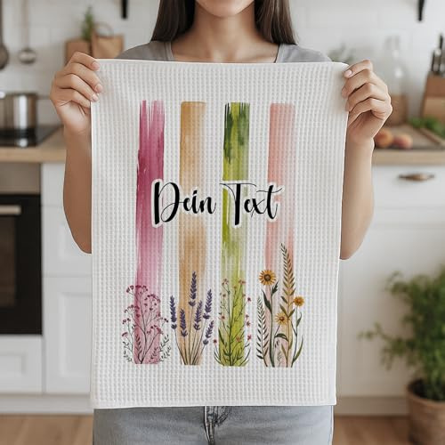 GRAZDesign Personalisierbares Geschirrtuch mit Blumendesign Beste Freundin, Mama, Kollegin, Oma oder Lehrerin