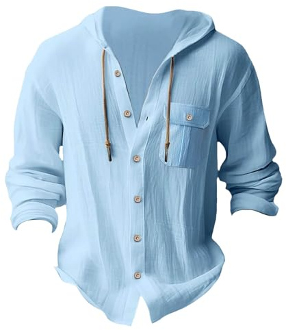 Generisch Chemise à manches longues stretch pour homme - Coupe ajustée - Infroissable - Pour les loisirs, bleu, XL