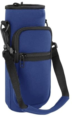 XFSRG Bolsa de Transporte para Botella de Agua con Correa Ajustable y 2 Bolsillos Portabotellas de Neopreno para Hombre y Mujer Senderismo Camping Viajes (Azul)