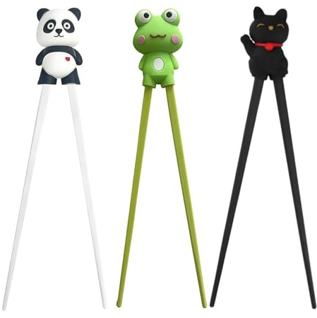 3 Paar Essstäbchen Kinder, Essstäbchen Hilfe Als Halterung für Anfänger Stäbchen Zum Essen Panda Design, Cat Paw Chopsticks Kinder Stäbchenkopf Abnehmbar Lernset In Niedlichen Design