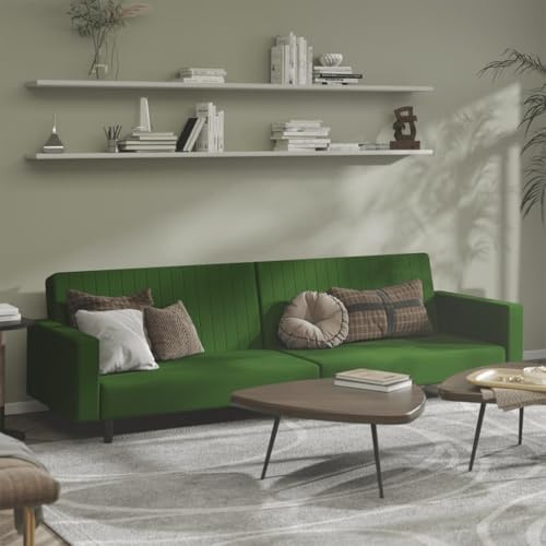 Qnhdfrt Zweisitzer Schlafsofa Dunkelgrün Samt Einfach Ausziehbares Bett Sofa Couch für Kleine Räume Wohnzimmer Jugendzimmer Büro