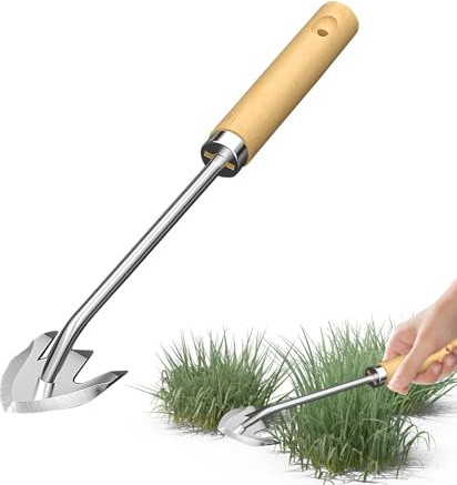 Huasean Estirpatore per cce - Attrezzo Manuale in Acciaio Inox per Rimuovere L',Doppia Lama Manuale Robusta, Soluzione per Giardino Fattoria Prato Ortaggi e Cardo