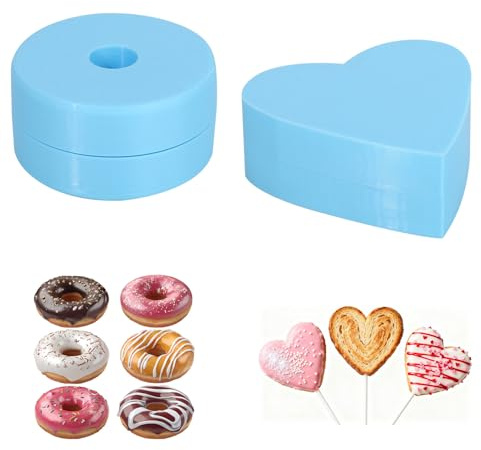Fukaisu Donut & Heart Cake Pop Mold Set, 3D Printed Cake Pop Cutter and Pusher Non-Stick DIY Baking Tools for Home Kitchen Birthday & Party Dessert (Blue)