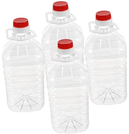 IMIKEYA 4 piezas Bidones Transparentes para Camping con Asa Ergonómica Envases Apilables para Almacenamiento de Agua Potable y Aceite Alimentario Fáciles de Limpiar y Reutilizables