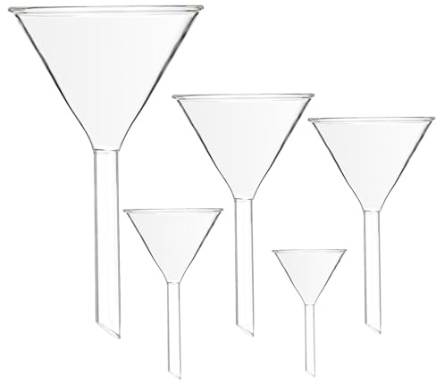 DECOMELODY Embudo de Vidrio Triangular Material Resistente Gran Visibilidad 5 Piezas para Laboratorio Adecuado para Filtración y Transferencia para Análisis Químicos