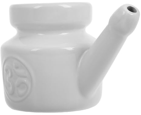 Olla de Lavado Nasal de Cerámica 350ml de Color Blanco para Irrigación | Recipiente Suave, Limpieza Profunda, Uso en Yoga y Cambios Estacionales