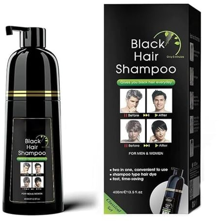Shampooing Teinture Instantanée Confozen 400ml – Coloration Noire Naturelle & Soin Capillaire – Couvre Cheveux Blancs – Sans Ammoniaque – Pour Hommes & Femmes – Durée Longue –Action Rapide 5 Minutes