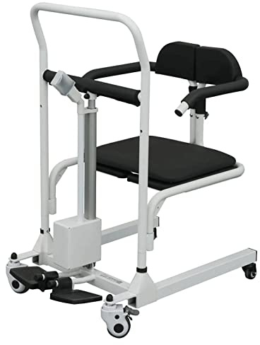 Elektrischer Patienten-Transferlift für zu Hause, tragbarer Nachttoiletten-Duschstuhl mit 180° geteiltem Sitztransport, mobiler Stuhl-Transferlifter für ältere Senioren, 120 kg Badezimmer-Rollstuhl