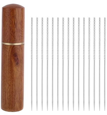 15 Stycken Reparationsnålar för Fästen, 6cm Stickreparationsverktyg med Trätunna Avgörande för Stickade Plagg Tröjor Kläder Gardiner & Textilunderhåll (Silver)