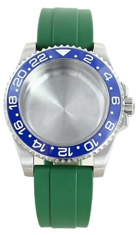 1 st 40 mm klockfodral Gummiband Safirglas Keramisk ram for Eta 2824 Movement 28,5 Urtavla(Solid Bottom Cover12)
