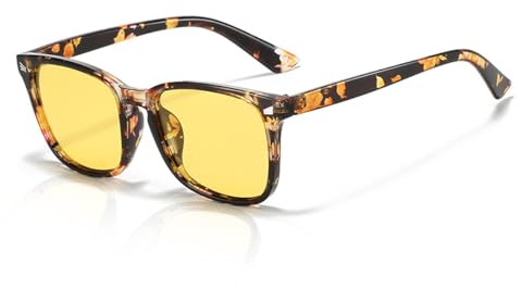 XITUADDA Polarized Night Driving Glasses for Women Men Anti-Glare Night Vision Yellow Lenses Stylish Square Headlight Glasses for Driving at Night