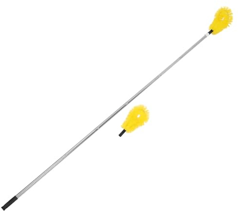 PENIKOKO Brosse de Nettoyage de Gouttières Télescopique Manche Réglable 6 Sections Brosse Jaune Résistante pour Gouttières et Toitures Outil pour Entretien Depuis le Sol pour Poteau