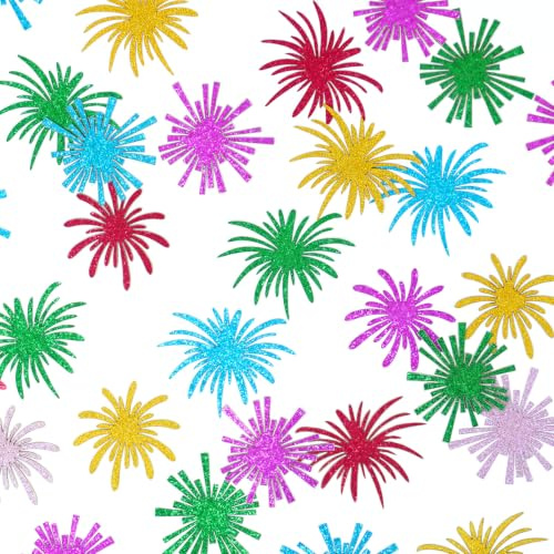 Lot de 120 confettis colorés en forme de feux d'artifice à paillettes pour décoration de table de fête Multicolore