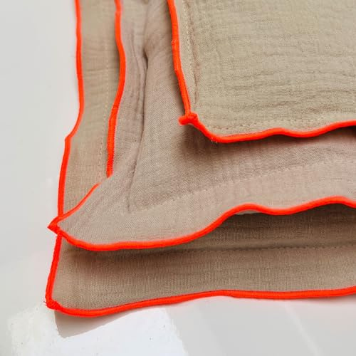 Blausberg Baby - Wärmekissen/Körnerkissen abnehmbarer Musselin-Bezug (waschbar) OEKO-TEX, Traubenkerne Kirschkerne Rapssamen div. Größe & Farben (Beige mit Neon-oranger Borde, L = Rapssamen)