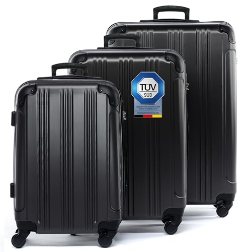 FERGÉ set di 3 valigie viaggio QUÉBEC - bagaglio rigido dure leggera 3 pezzi valigetta 4 ruote grigio