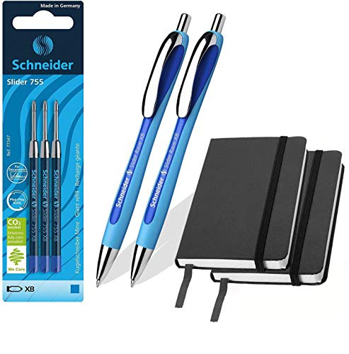 Schneider Slider 755 Kugelschreibermine (ViscoGlide-Technologie, dokumentenecht, XB=Extrabreit) 3er Blisterkarte, blau (3er Pack | Set, Extrabreit)