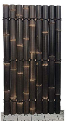 Bambuswand Bambuselement Apas18 180 x 90cm mit schwarzen-braunen halben Wulung Bambusrohren mit dickem Durchmesser 8 bis 10cm