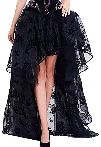 Zooma- Gonna - Donna Black,Moda Tutu Gonna Gonfia delle Donne Rockabilly Rete Nera Molto Indietro Vestito