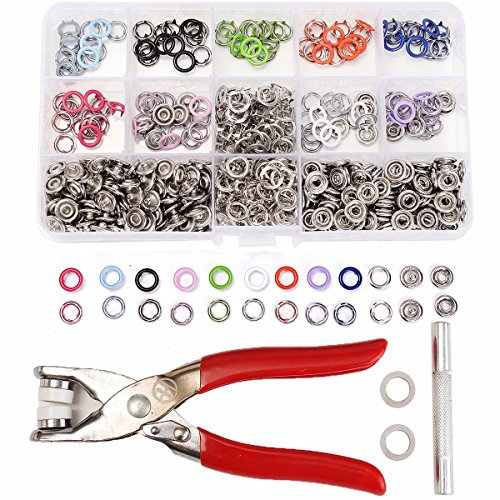 ChaRLes 150 Sets 9.5 Mm 10 Colores Prong Anillo Prensa Espárragos Snap Fasteners Dummy Clip Pinzas