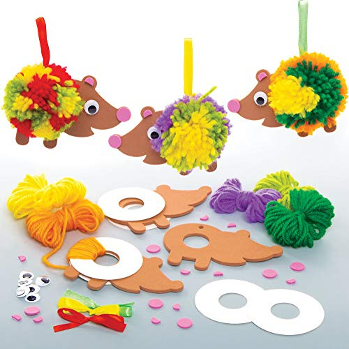 Baker Ross AW938 Igel-Bommel-Set, Kunst und Handwerk für Kinder, 3 Stück, verschieden