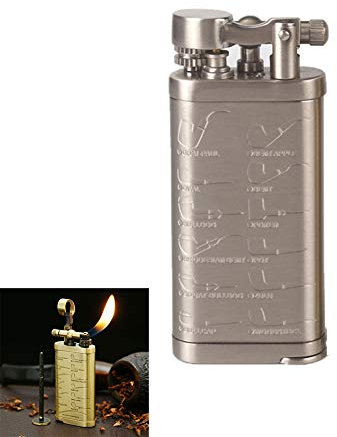 Accendino a Ruota Accendino da Trincea Accendino per Tubi antivento in Rame Fine Vintage Personalità Creativa Accendino in Ottone per Collezione Regalo Decorativo Presente,Silver