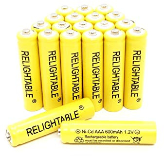 RELIGHTABLE NiCd Lot de 20 piles rechargeables AA/AAA 600 mAh 1,2 V pour lampes solaires, lampes de jardin et télécommandes (piles AAA 600 mAh)