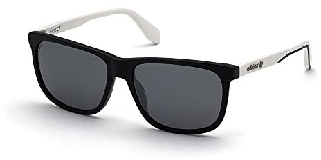adidas Originals OR0040 Herren-Sonnenbrille, Schlanke und Leichte Freizeit-Sonnenbrille, Navigator-Brillenglasform, Verspiegeltes Rauchglas, Mattschwarz
