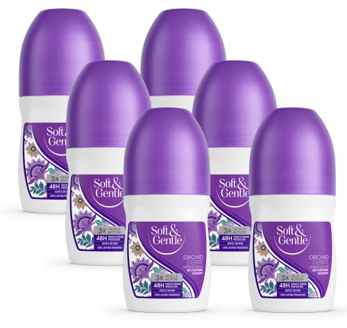 Soft & Gentle Orchid Desire Anti-Perspirant Roll On Deodorant 50ml x 6