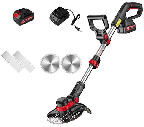 Tagliaerba, tagliaerba Manuale da Giardino Elettrico con Batteria da 20 V / 4,0 Ah, Lama a 2 Stili, tagliaerba Portatile, Manico Retrattile, Testa della Macchina Rotante, diserbo Leggero